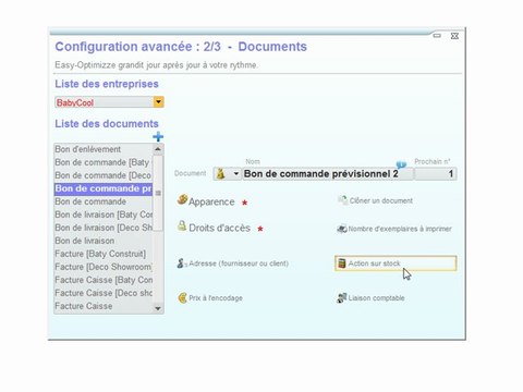 Documents - Optimizze: Action sur stock - Easy comportement - ERP - v16