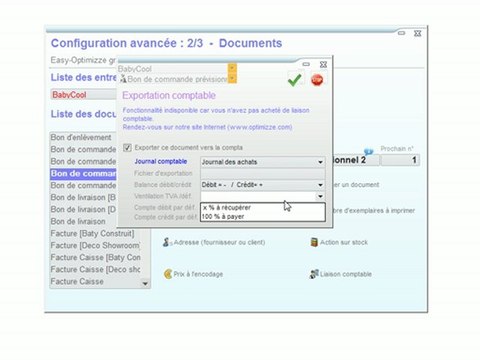 Documents - Optimizze: Liaison comptable - Easy comportement - ERP - v16