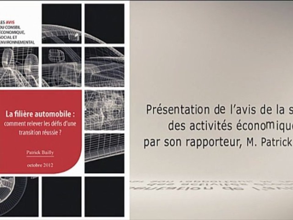 La filière automobile : comment relever les défis d'une transition réussie ? - cese