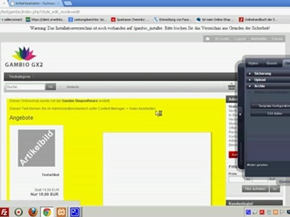 Gambio gx2 boxen rechts anordnen