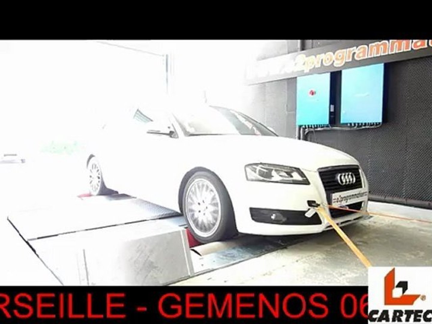 o2programmation ::: reprogrammation moteur sur banc de puissance Cartec,  Audi A3 TDI 140 chevaux o2 Marseille - gemenos - Vidéo Dailymotion