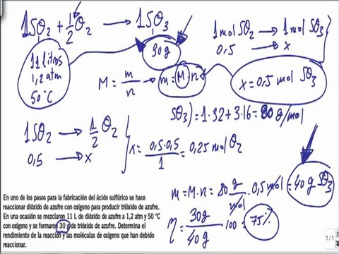 Quimica 1º bachillerato reacciones quimicas ejercicio 12