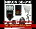 Nikon SB-910 AF Speedlight Flash with Batteries & Charger + Softbox + Rbox + Reflector + Cleaning Kit for D3100, D5100, D7000, D700, D3s, D3x Digital SLR Cameras