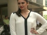 Huma Qureshi Shows Her White Pointed T- Shirt
