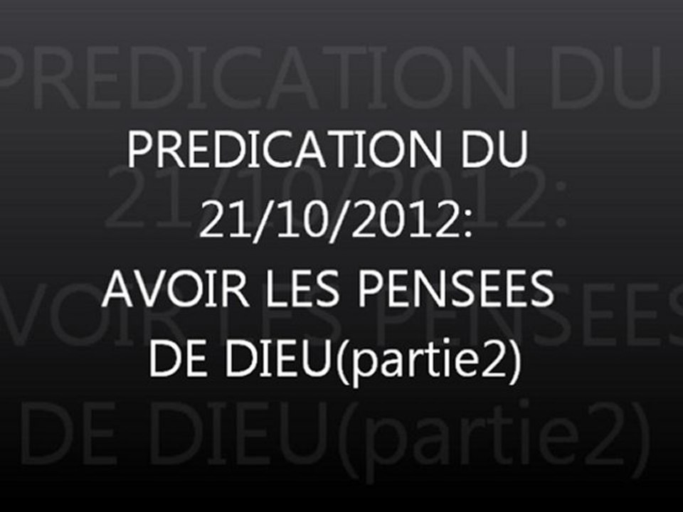 Prédication : avoir les pensées de Dieu