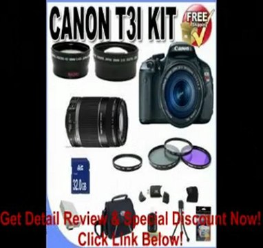Canon EOS Rebel T3i 18 MP CMOS Digital SLR Camera and DIGIC 4 Imaging with EF-S 18-55mm f/3.5-5.6 IS Lens & Canon 75-300 f/4-5.6 III Lens + 58mm 2x Telephoto lens + 58mm Wide Angle Lens (4 Lens Kit!!!!!!) W/32GB SDHC Memory+ Extra Battery + Charger +
