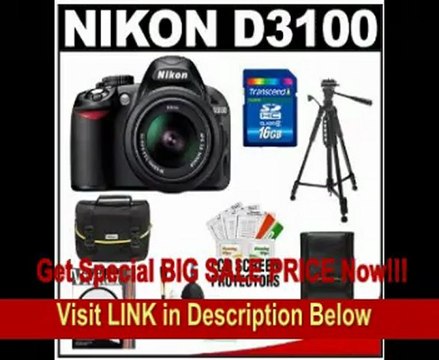 Nikon D3100 Digital SLR Camera & 18-55mm VR Lens with 16GB Card + Filter + Case + Tripod + Accessory Kit