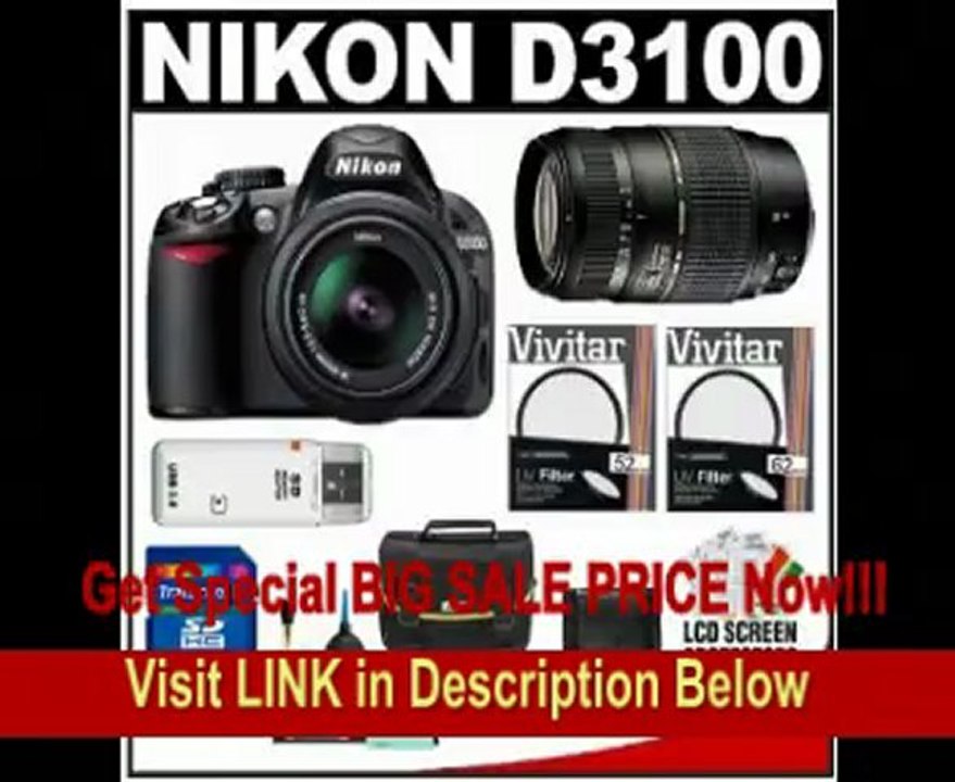 Nikon D3100 Digital SLR Camera & 18-55mm VR + Tamron 70-300mm Di Lens + 16GB Card + Filters + Case + Accessory Kit