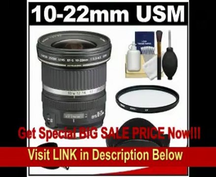Canon EF-S 10-22mm f/3.5-4.5 USM Ultra Wide Angle Zoom Lens + UV Filter + EW-83E Hood + Accessory Kit for EOS 60D, 7D, Rebel T3, T3i, T4i Digital SLR Cameras