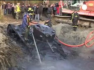Rare WWII tank emerges from mud in Poland