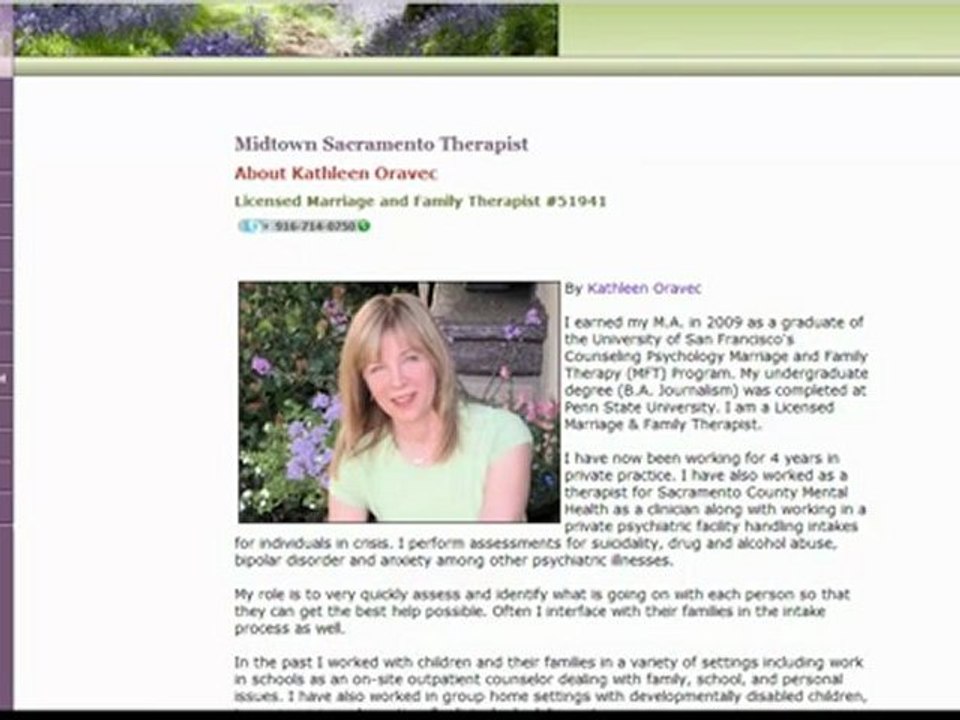 Sacramento psychotherapist Kathleen Oravec, LMFT Marriage Counselor, Therapist 916-714-0750