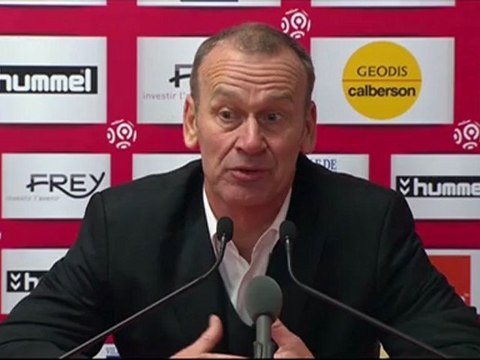 Conférence de presse Stade de Reims - ESTAC Troyes : Hubert FOURNIER (SdR) - Jean-Marc FURLAN (ESTAC) - saison 2012/2013