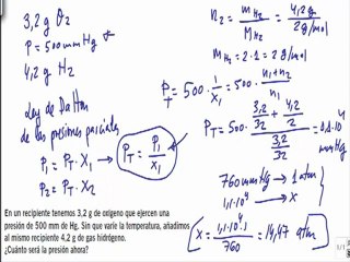 Quimica 1º bachillerato Ley de Dalton ejercicio 2