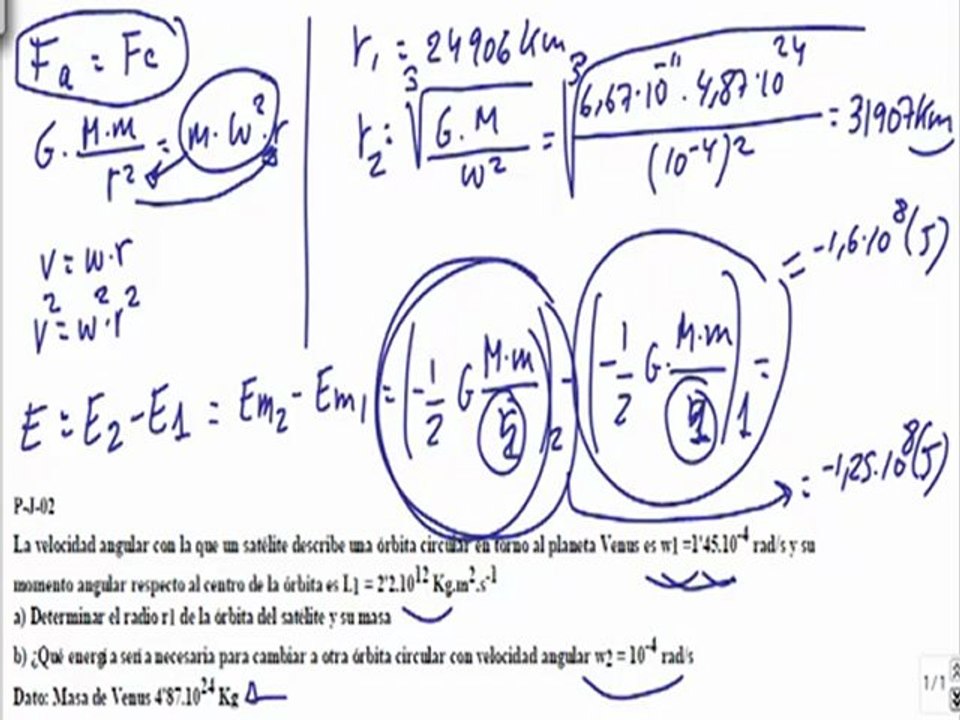 Campo gravitatorio 2º Bachillerato ejercicio 12