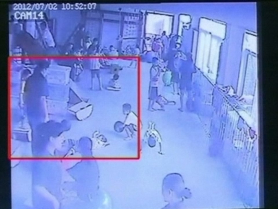 Closed circut TV shows teacher abusing child
