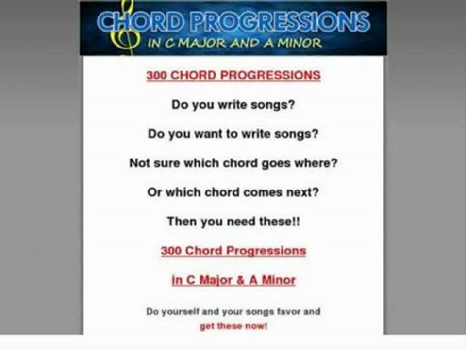 300 Chord Progressions For Piano, Guitar, Ukulele Etc