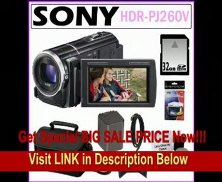 Sony HDR-PJ260V 16GB HD Handycam Camcorder and Built-in Projector with 8.9MP and 30x Optical Zoom + 32GB SDHC + Sony Case + Replacement Battery Pack + Mini HDMI Cable + Accessory Kit