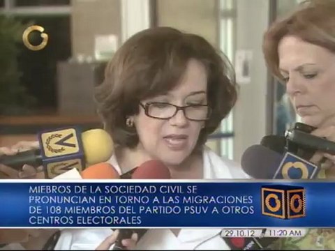Exrectora Jaimes Branger acudió al CNE para rechazar las migraciones de votantes