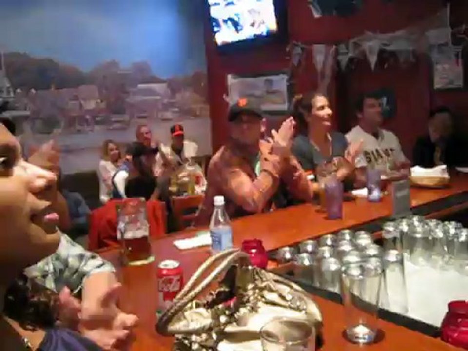 Giants Fans Cheering Lets Go Giants During The World Series