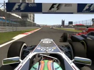 F1 2011 - GP d'Inde - Dépassement osé sur retardataire (1) en onboad