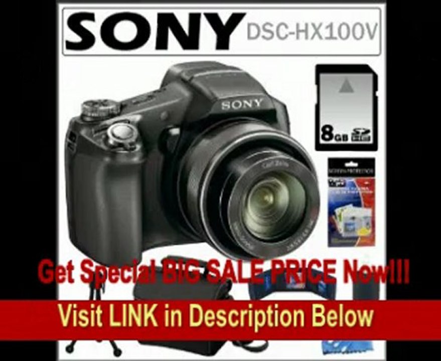 Sony Cyber-Shot DSC-HX100/V 16.2 MP Digital Camera with 30x Optical Zoom and 3D Sweep Panorama + 8GB Accessory Kit
