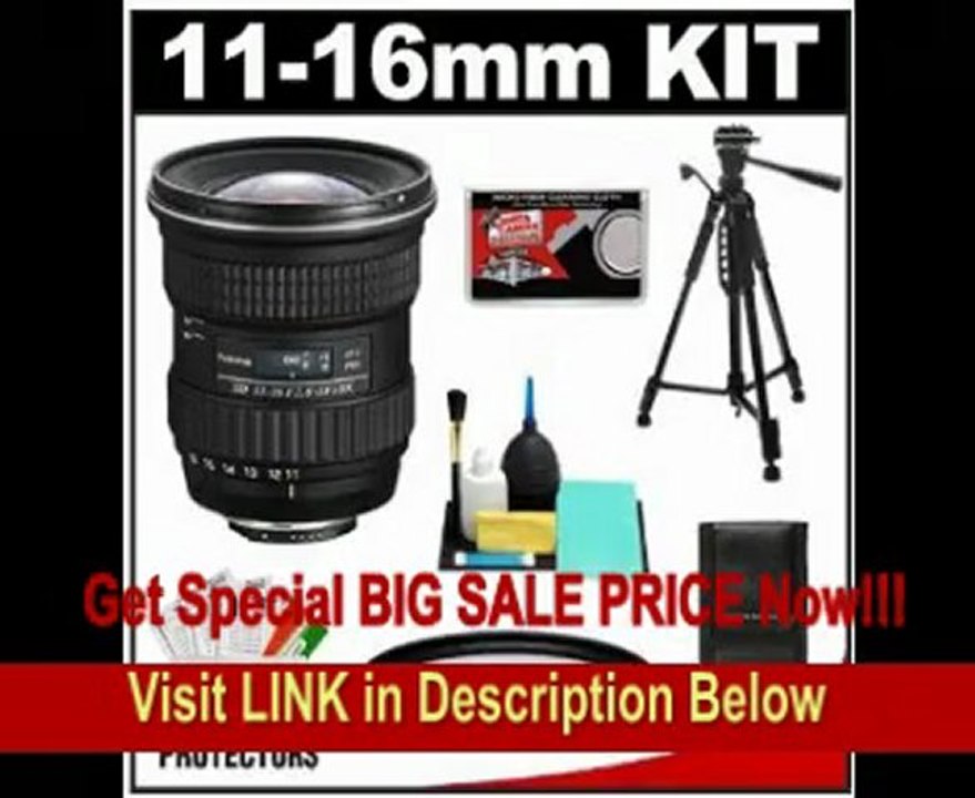 Tokina 11-16mm f/2.8 AT-X Pro DX Zoom Digital Lens + with UV Multi-coated Filter + Tripod + Accessory Kit for Canon Rebel XS, XSi, T1i, T2i, EOS 50D, 60D, 7D Digital SLR Cameras