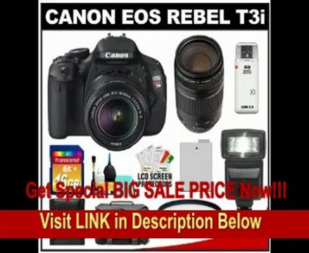 Canon EOS Rebel T3i 18.0 MP Digital SLR Camera Body & EF-S 18-55mm IS II Lens with 75-300mm III Lens + 16GB Card + Battery + Case + (2) Filters + Flash + Cleaning Kit