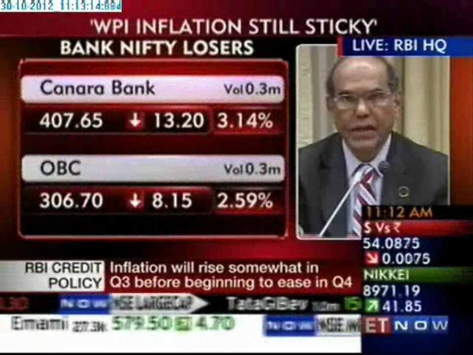 ET Now - RBI cuts CRR by 25 bps to 4.25% wef November 3