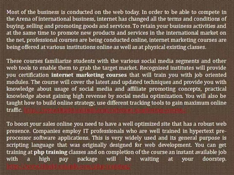Learn To Sell and Promote Products and Services on the Web for a Professional Career