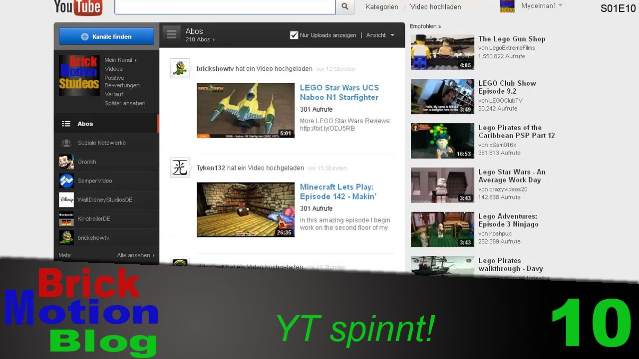 Brickmotion Blog 10: YT spinnt!