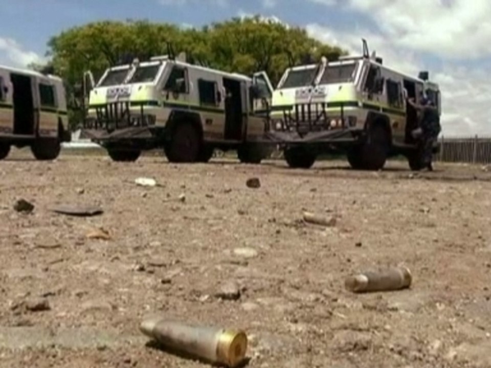S. African police clash with striking miners