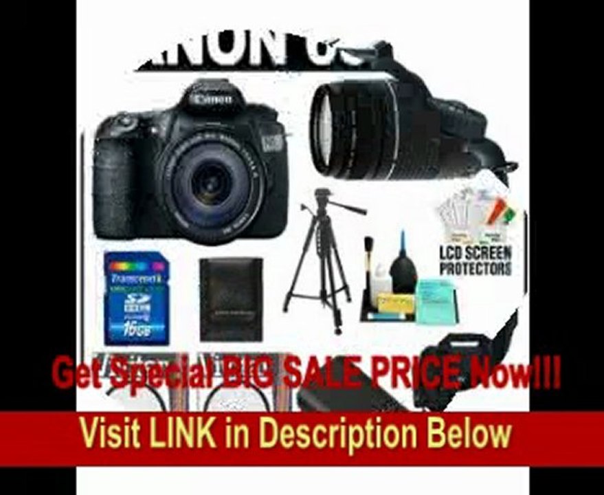 Canon EOS 60D Digital SLR Camera Body with EF-S 18-135mm IS Lens & 75-300mm III Lens + 16GB Card + Battery + Case + Tripod + Accessory Kit