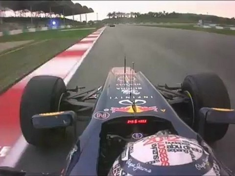 F1 2012 Malaysian GP Vettel Onboard Crash + Middle Finger Narain Karthikeyan [HD] Engine Sounds + BBC HD Onboard Footage