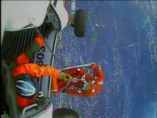 Dramatic helicopter rescue of HMS Bounty crew