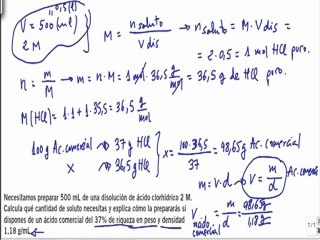 Quimica 1º bachillerato disoluciones ejercicio 15