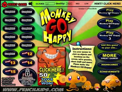 Monkey GO Happy 4 Walkthrough - 134 Clicks