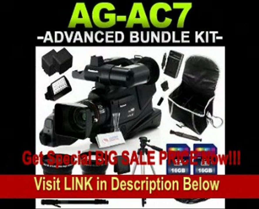 Panasonic AG-AC7 Shoulder Mount AVCHD Camcorder, 1920 x 1080 Resolution, 23x Intelligent / 16.8x Optical Zoom, 2.7 inch LCD Touchscreen Camcorder Advanced Bundle Kit includes (Charger, x2 Batteries, Card Reader, HDMI Cable, Tripod, Monopod, FOR SALE