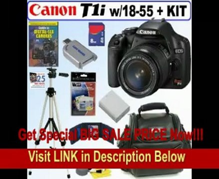 BEST PRICE Canon EOS Rebel T1i 15.1 MP CMOS Digital SLR Camera with EF-S 18-55mm f/3.5-5.6 IS Lens + 8GB Deluxe Accessory Kit