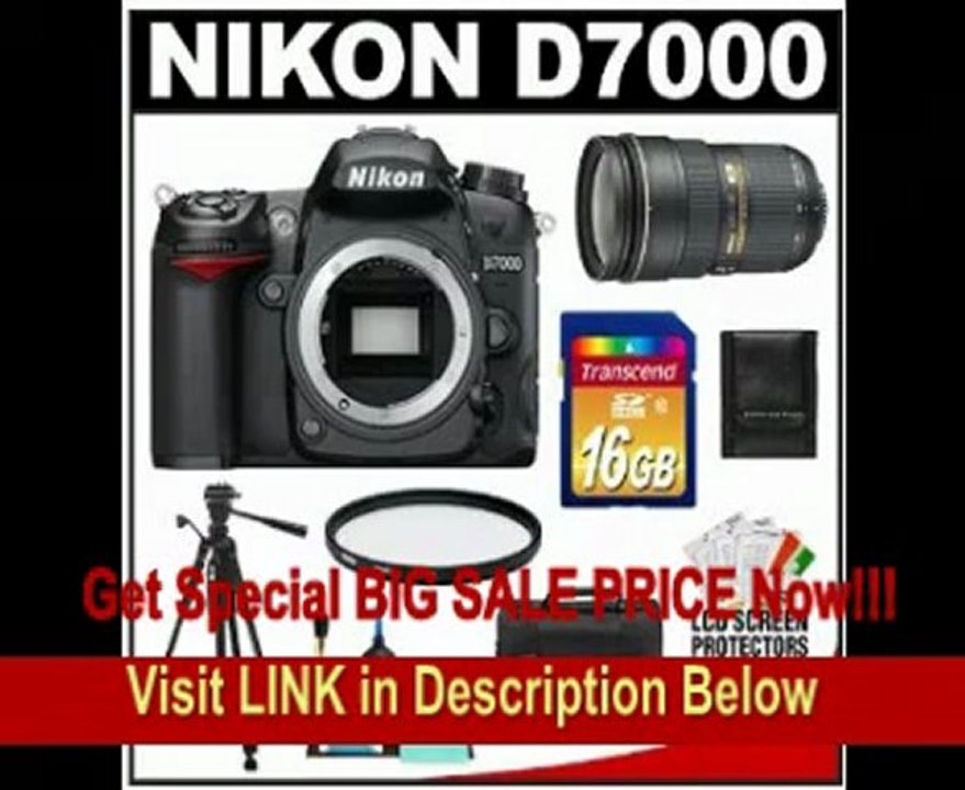 BEST BUY Nikon D7000 Digital SLR Camera Body with 24-70mm f/2.8G AF-S Zoom Lens + 16GB Card + UV Filter + Case + Tripod + Accessory Kit