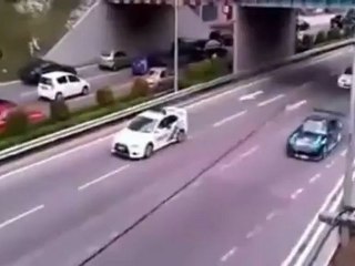 Police chase car drift on road
