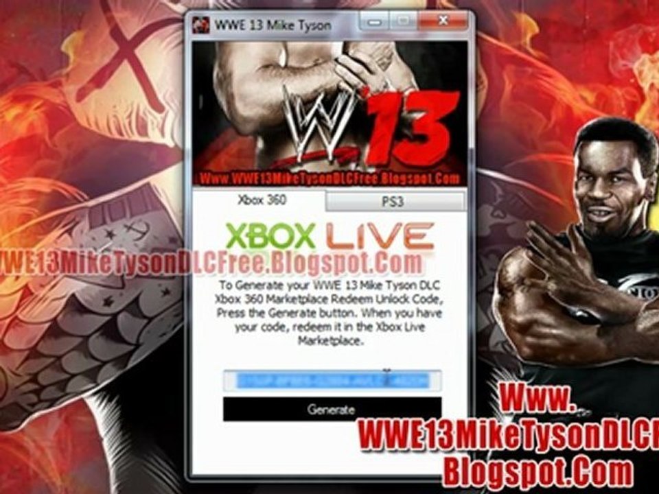 WWE 13 Mike Tyson Character DLC Code  Xbox 360 - PS3