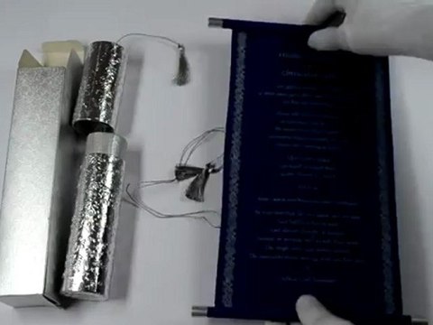 sc511, Blue Color, Scroll Cards, Scroll Wedding Cards, Scroll Invitations