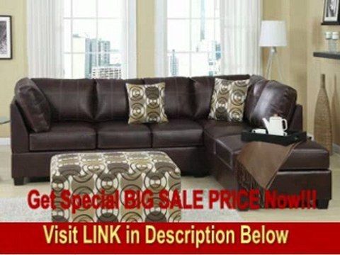 Bonded Leather Sectional Sofa in Dark Mahogany Finish with with ottoman and free accent pillows REVIEW