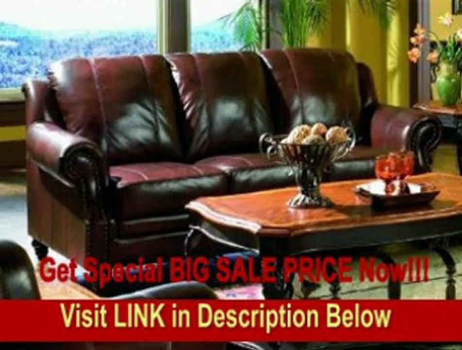 SPECIAL DISCOUNT Sofa Couch Nail Head Trim Burgundy Tri-Tone Leather