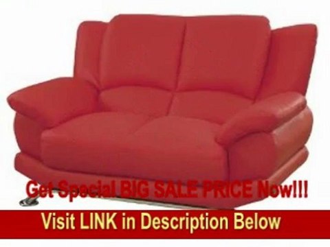 BEST BUY Global Furniture 9908-R-L W/LEGS Rogers Collection Bonded Leather Matching Love Seat, Red with Chrome Legs