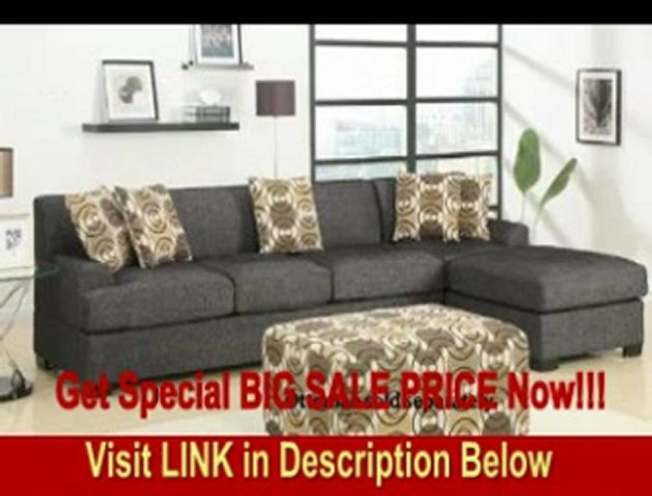 2pc Reversible Sectional Sofa in Ash Black Linen FOR SALE