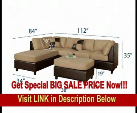 BEST BUY Bobkona Hungtinton Microfiber/Faux Leather 3-Piece Sectional Sofa Set, Hazelnut