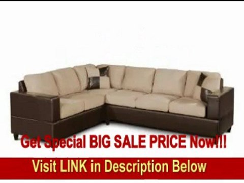 Bobkona Trenton 2-Piece Sectional Sofa with Accent Pillows, Hazelnut FOR SALE
