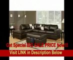 BEST PRICE 3pc Sectional Sofa with Reversible Chaise and Ottoman in Espresso Leather Match