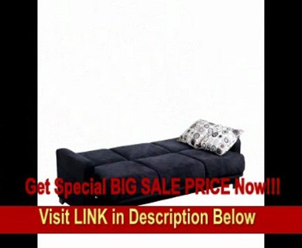 Handy Living CAC1-S8-AAA19 Cabo Living Room Convert-A-Couch Microfiber Sleeper Sofa, Black With 2 Decorative Black Circles Throw Pillows FOR SALE